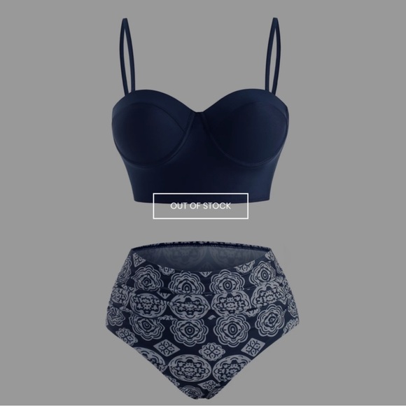 Ethnic Floral Tankini Set ✦ Sweetheart Neckline Tummy Control ✦ Push‑Up S NWT - Picture 7 of 17